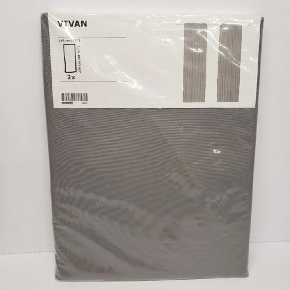 Ikea Vivan 57x98.5 Gray 2 Panels Grey Curtains
